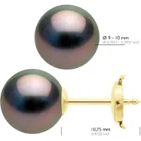 ATELIERS SAINT GERMAIN Oorbellen Geel Goud 375 - Echte Cultiveerde Tahiti Parel Rond 9-10 mm