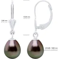 ATELIERS SAINT GERMAIN Oorbellen van Zilver 925 en Echte Gekweekte Tahiti-Parels Parel 8-9 mm