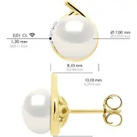 ATELIERS SAINT GERMAIN Oorbellen Omgeving Diamanten 0,03 Ct Geel Goud - Echte GeCultiveerde Zoetwaterparels Knop 7-8 mm