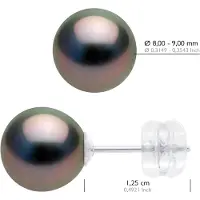 ATELIERS SAINT GERMAIN Oorbellen - Wit Goud 375 - Echte Gecultiveerde Tahiti Parel Ronde 8-9 mm