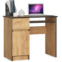 Akord Bureau Links PIKSEL / Computerbureau / Computer Tafel / Bureautafel Rechts / Craft Eik / 90 x 77 x 50 cm