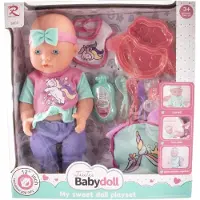 Merkloos Babypop Met Accesoires 26cm Roze roze Kunststof Pop