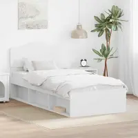 vidaXL Bedframe met hoofdeinde Wit 75 x 190 cm Massief grenenhout