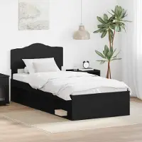 vidaXL Bedframe met hoofdeinde Zwart 75 x 190 cm Massief grenenhout