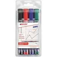 Edding 360/4 S boardmarker set - zwart/blauw/rood/groen - 1,5-3mm - geschikt voor whiteboard en flipchart