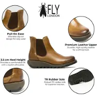 Fly london Dames Camel SALV Chelsea Leren Enkel Casual Wedge Heel Laarzen