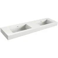 Xenz Solid Surface Blad 180x45 met 2 R2 wastafels met overloopgat+afvoerplug, mat wit