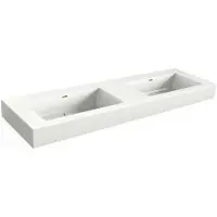 Xenz Solid Surface Blad 160x45 met 2 R2 wastafels met overloopgat+afvoerplug, mat wit