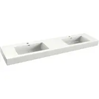 Xenz Solid Surface Blad 200x45 met 2 wastafels gecentr. met overloopgat+afvoerplug,1 kraangat, mat wit
