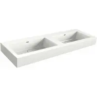 Xenz Solid Surface Blad 140x45 met 2 R2 wastafels met overloopgat+afvoerplug, mat wit