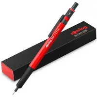 Rotring 500 vulpotlood | 0,5 mm Grafiet HB | Rode zeshoekige kunststof huls en metalen grip met antislip structuur
