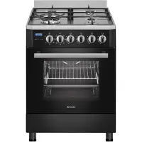 Wiggo WO-E639R(BX) - Vrijstaand Gasfornuis - 4 pitten - 60 cm - 66 Liter - Zwart Rvs