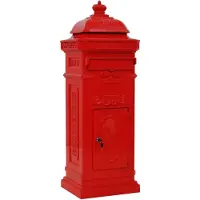 vidaXL Pilaar brievenbus vintage stijl roestbestendig aluminium rood