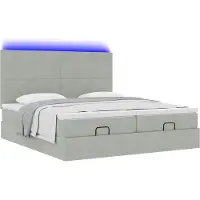 vidaXL Ottoman bed met matrassen en LED's 180x200cm fluweel lichtgrijs