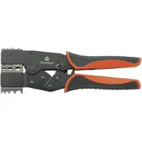 Toolcraft 2-i-1 818644 Krimptang Geïsoleerde platte stekkers, Kabelschoenen, Doorverbinders 0.5 tot 10 mm²