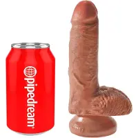 King Cock Realistische dildo 15cm - Dildo met zuignap - inclusief balzak- Sex toys voor vrouwen - Beige