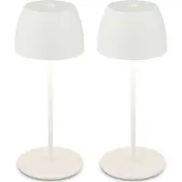 Briloner - Set van 2 mini Tafellampen - oplaadbar buitenlampen - IP44 - warm wit licht 2.700 K - dimbaar - met USB-C - wit - 8x20 cm