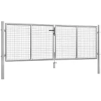 vidaXL Tuinpoort gegalvaniseerd staal 306x75 cm zilver
