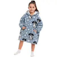 Badrock hoodie deken voor kinderen - Fleece Deken met Mouwen - Hoodie Blanket - Jongens en Meisjes - Hoodie Deken met Capuchon - maat 128/152 - hond