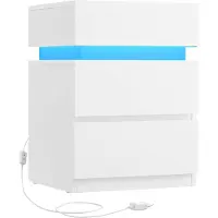 Vasagle Nachtkastje met LED-verlichting, Wit