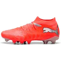 Puma Voetbalschoen 'Future 9 Match Fusion' lichtgrijs / neonrood / zwart / zilver