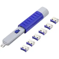 Renkforce USB-A-poortslot RF-4714586 Set van 6 stuks Zilver, Blue Incl. 1 sleutel RF-4714586