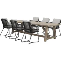 AVH-Collectie Taranto Ravello dining tuinset 250x100xH76 cm 7 delig antraciet rope acacia