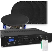 Power Dynamics Geluidsinstallatie met Bluetooth, 12x zwarte inbouw speaker en 100v versterker van