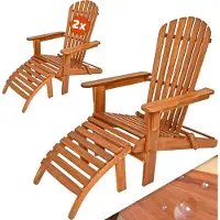 Casaria Ligstoel Adirondack Set van 2 Acaciahout + Voetsteunen