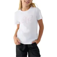 4F Kinder T-shirt Katoen Slim Fit Groot Logo Wit Maat 128