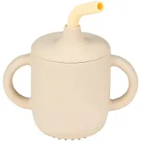 Nattou Siliconen beker met rietje Sand kleur / vanille