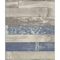 Rasch Blauw Hout behang dubbelbreed houtprint 940824