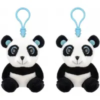 Wild republic Set van 4x stuks pluche mini panda knuffel sleutelhanger 9 cm - Dieren knuffel cadeaus artikelen voor kinderen