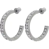 Behave Dames oorringen met glas kristal steentjes – zilverkleur – rond 2.5 cm
