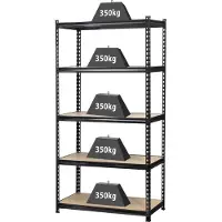 Toolcraft 1530556 Stellingkast (extra stevig) 350 kg Metaal, MDF Antraciet/zwart Hout