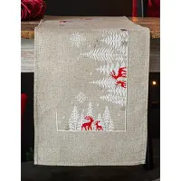 Vervaco - Aïda loper kit - Kerst - Winter in het bos - PN-0166617 - Borduren - Borduurpakket - Borduurpakket volwassenen - Borduurpakket kind