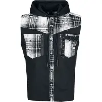 Vixxsin - Gothic Bodywarmer - Luther Bodywarmer zwart/wit - S tot 4XL - voor Mannen - zwart-grijs-wit - Maat M