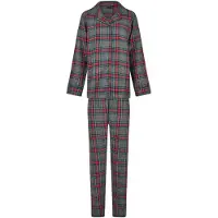 Happy Shorts Dames kerst pyjama set shirt + broek grijs/rood geruit flanel