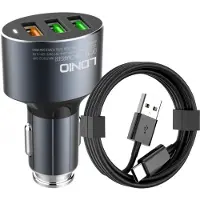 LDNIO Autolader USB 3 Poorten - Auto Oplader USB - Auto Lader - Sigarettenaansteker USB oplader auto - Universeel + USB C Kabel