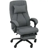 OKWISH Bureaustoelen - Ergonomische Bureaustoel Met 2 Massagepunten En Verstelbare Rughoek - 360° Wielen En USB-Poort - Voor Werkplek - 64×74×117 cm - Polyester - Donkergrijs