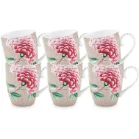Pip studio Blushing Birds Mokken - Theemok - Koffiemok met Oor - Servies set van 6 - 365ml