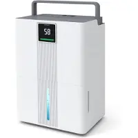 Costway 35 l/dag luchtontvochtiger, elektrisch met 3 modi, 24-uurs timer, 3-kleuren-display, afvoerslang en wielen, ontvochtigingsapparaat voor badkamer, slaapkamer, kelder