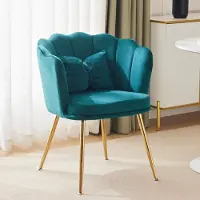 OKWISH Eetkamerstoelen - 62x54,5x77 cm - Luxe Armleuningstoel - Goudkleurige Poten - Fluweel - Groen