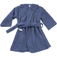 Funnies Badjas Uni Line, Silk blue 6 - 8 jaar - maat 116 - maat 122 - maat 128 - Katoenen badjas - Badjas met capuchon - 100% katoen - Blauwe badjas