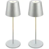 Briloner Kiki - Set van 2 Tafellampen oplaadbaar - dimbaar - voor binnen en buiten - in hoogte verstelbaar - warm wit licht - chroom