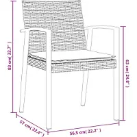 vidaXL 5-delige Tuinset met kussens poly rattan en staal