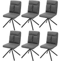 MCW Set van 6 eetkamerstoelen -G58, keukenstoel, draaibare autostoel textiel/stof ~ grijs