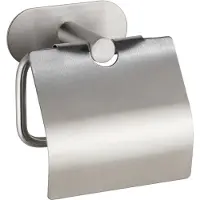 Wenko Turbo-Loc Toiletrolhouder met klep Orea RVS mat - Toiletpapier houder - WC Rolhouder - Bevestigen zonder boren - Zelfklevend - 10 jaar garantie