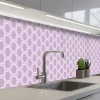 KitchenYeah Keuken achterwand 400x60 cm - Spatscherm zelfklevend Patroon - Roze - Paars - Muurbeschermer - Spatwand fornuis