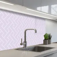 KitchenYeah Keuken achterwand 80x60 cm - Spatscherm zelfklevend Lila - Stippen - Wit - Patroon - Muurbeschermer - Spatwand fornuis